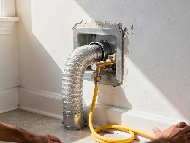 Lehigh Acres Dryer Vent Cleaning certified technician performing specialized gas dryer vent cleaning in Lehigh Acres