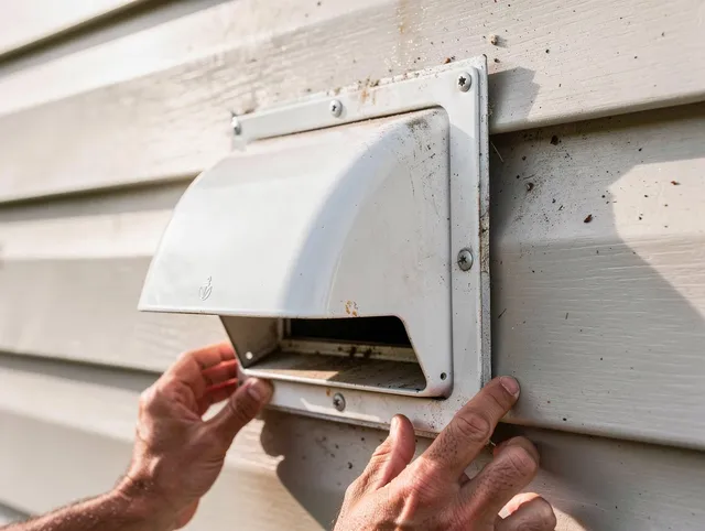 Lehigh Acres Dryer Vent Cleaning technician delivering thorough residential dryer vent cleaning service in Lehigh Acres